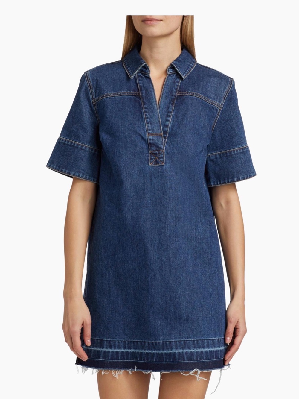 Veronica Beard Felice Denim Mini Dress Stoned Bright Blue Sz S